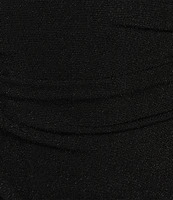 Alex Evenings Cowl Neck 3/4 Beaded Illusion Sleeve Metallic Knit Sheath Dress