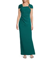 Alex Evenings Crepe Asymmetric Embellished Neck Cap Sleeve Sheath Dress