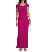 Alex Evenings Crepe Asymmetric Embellished Neck Cap Sleeve Sheath Dress