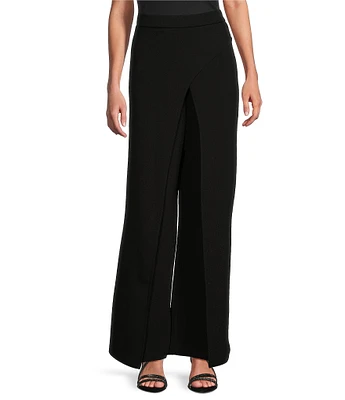 Alex Evenings Crepe Asymmetrical Skirt Overlay Wide Leg Pants