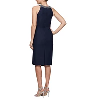 Alex Evenings Embellished Halter Neck Sleeveless Ruched Sheath Dress