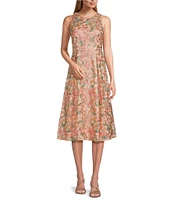 Alex Evenings Embroidered Floral A-Line Midi Dress