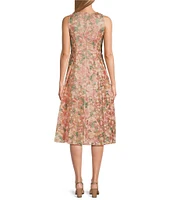 Alex Evenings Embroidered Floral A-Line Midi Dress