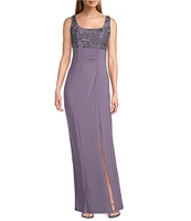 Alex Evenings Embroidered Floral Stretch Tulle Scoop Neck 3/4 Sleeve 2-Piece Jacket Dress