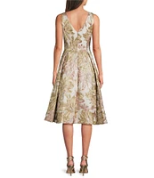 Alex Evenings Floral Jacquard A-Line Midi Dress