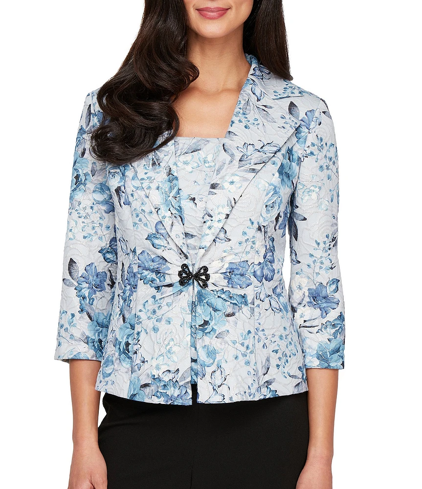 Alex Evenings Floral Print 3/4 Sleeve Twinset