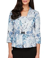 Alex Evenings Floral Print 3/4 Sleeve Twinset