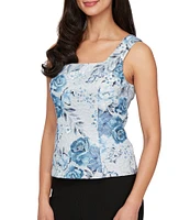 Alex Evenings Floral Print 3/4 Sleeve Twinset