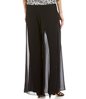 Alex Evenings Georgette Chiffon Wide Leg Mid Rise Flowy Pants