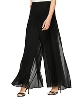 Alex Evenings Georgette Chiffon Wide Leg Mid Rise Flowy Pants