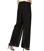 Alex Evenings Georgette Chiffon Wide Leg Mid Rise Flowy Pants