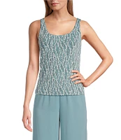Alex Evenings Glitter Jersey Knit 3/4 Sleeve Mock Neck Twinset