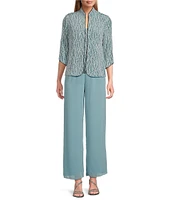 Alex Evenings Glitter Jersey Knit 3/4 Sleeve Mock Neck Twinset