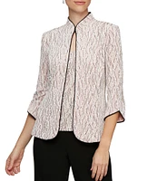 Alex Evenings Glitter Jersey Knit 3/4 Sleeve Mock Neck Twinset