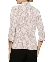 Alex Evenings Glitter Jersey Knit 3/4 Sleeve Mock Neck Twinset