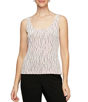 Alex Evenings Glitter Jersey Knit 3/4 Sleeve Mock Neck Twinset