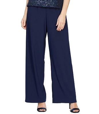 Alex Evenings Matte Jersey Straight Leg Mid Rise Long Pants