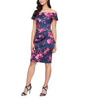 Alex Evenings Off-the-Shoulder Floral Print Sheath Dress