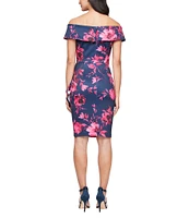 Alex Evenings Off-the-Shoulder Floral Print Sheath Dress