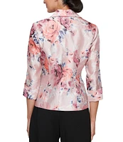 Alex Evenings Organza V Neck 3/4 Sleeve Floral Blouse