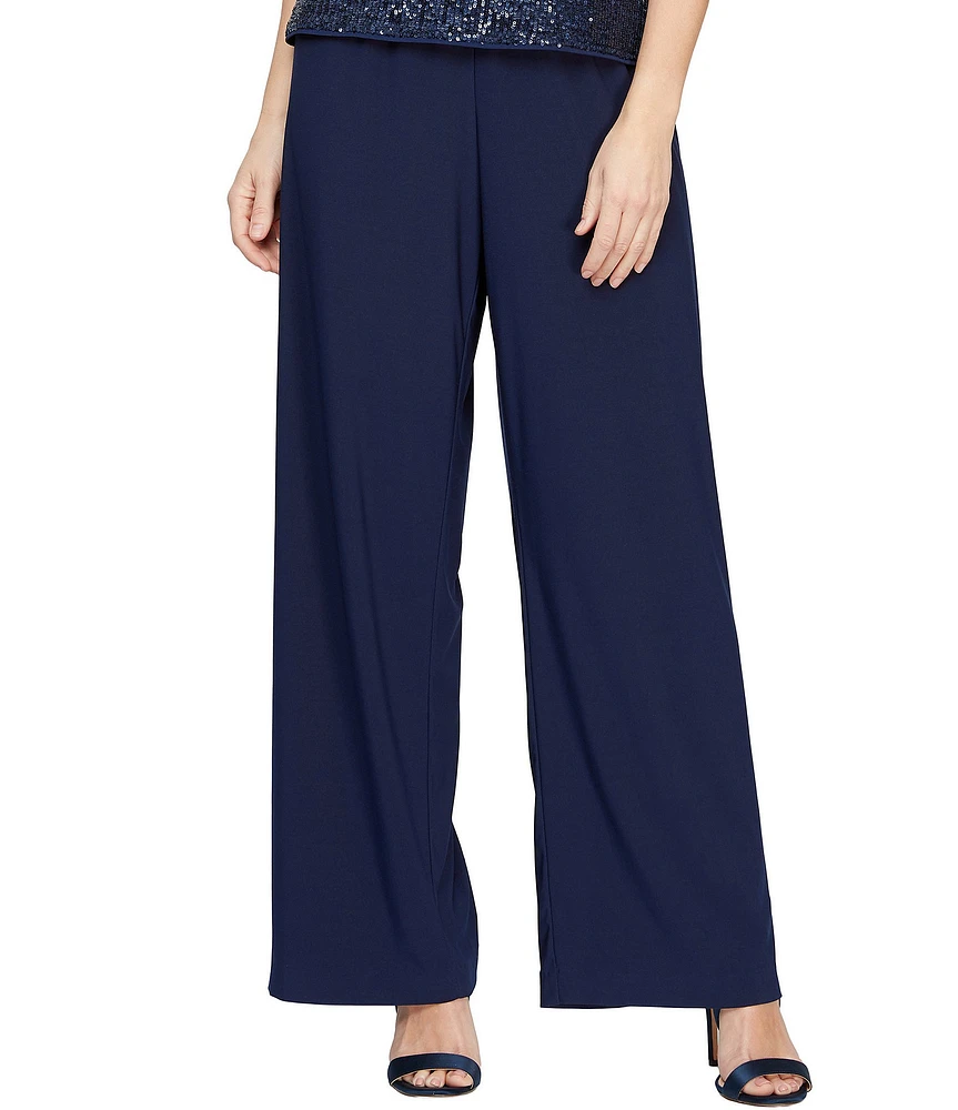 Alex Evenings Petite Size Matte Jersey Straight Leg Pants