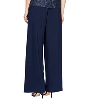 Alex Evenings Petite Size Matte Jersey Straight Leg Pants