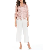 Alex Evenings Petite Size Chiffon Straight Leg Pants