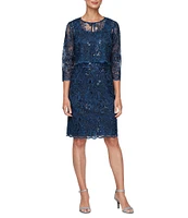 Alex Evenings Petite Size Embroidered Jacket Dress