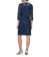 Alex Evenings Petite Size Embroidered Jacket Dress