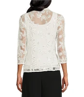Alex Evenings Petite Size Embroidered Twinset