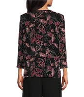 Alex Evenings Petite Size Floral Print Glitter Knit Twinset