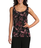 Alex Evenings Petite Size Floral Print Glitter Knit Twinset