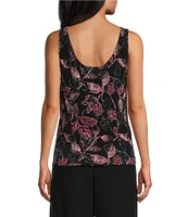 Alex Evenings Petite Size Floral Print Glitter Knit Twinset