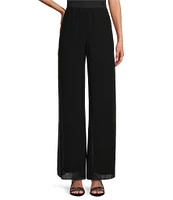 Alex Evenings Petite Size Georgette Side Slit Straight Leg Overlay Pants