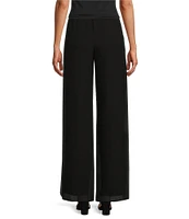 Alex Evenings Petite Size Georgette Side Slit Straight Leg Overlay Pants