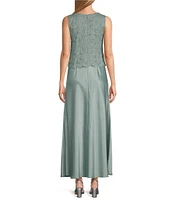 Alex Evenings Petite Size Scoop Neck 3/4 Sleeve Glitter Lace 2-Piece Jacket Dress