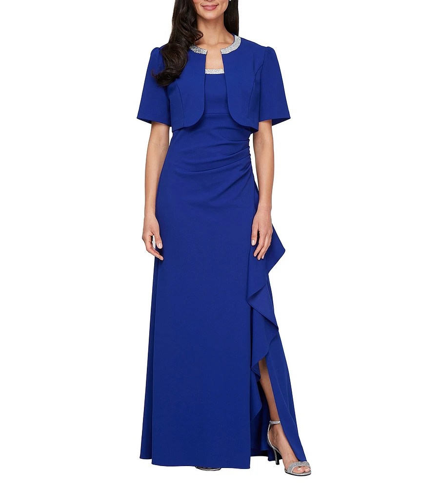 Alex Evenings Petite Size Long Crepe Jacket Dress