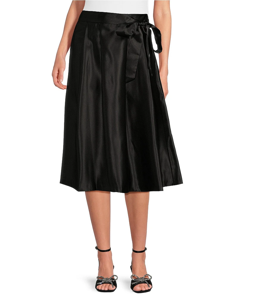 Alex Evenings Petite Size Satin Tie Waist Tea Length Skirt