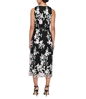 Alex Evenings Petite Size Sleeveless Floral Embroidered Midi Dress