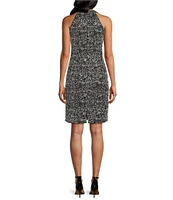 Alex Evenings Petite Size Sleeveless Halter Neck Lace Sequin Dress