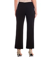 Alex Evenings Petite Size Solid Crepe Flat Front Slim Leg Pants