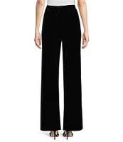 Alex Evenings Petite Size Stretch Velvet Flat Front Straight Leg Pull-on Pants