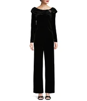 Alex Evenings Petite Size Stretch Velvet Flat Front Straight Leg Pull-on Pants