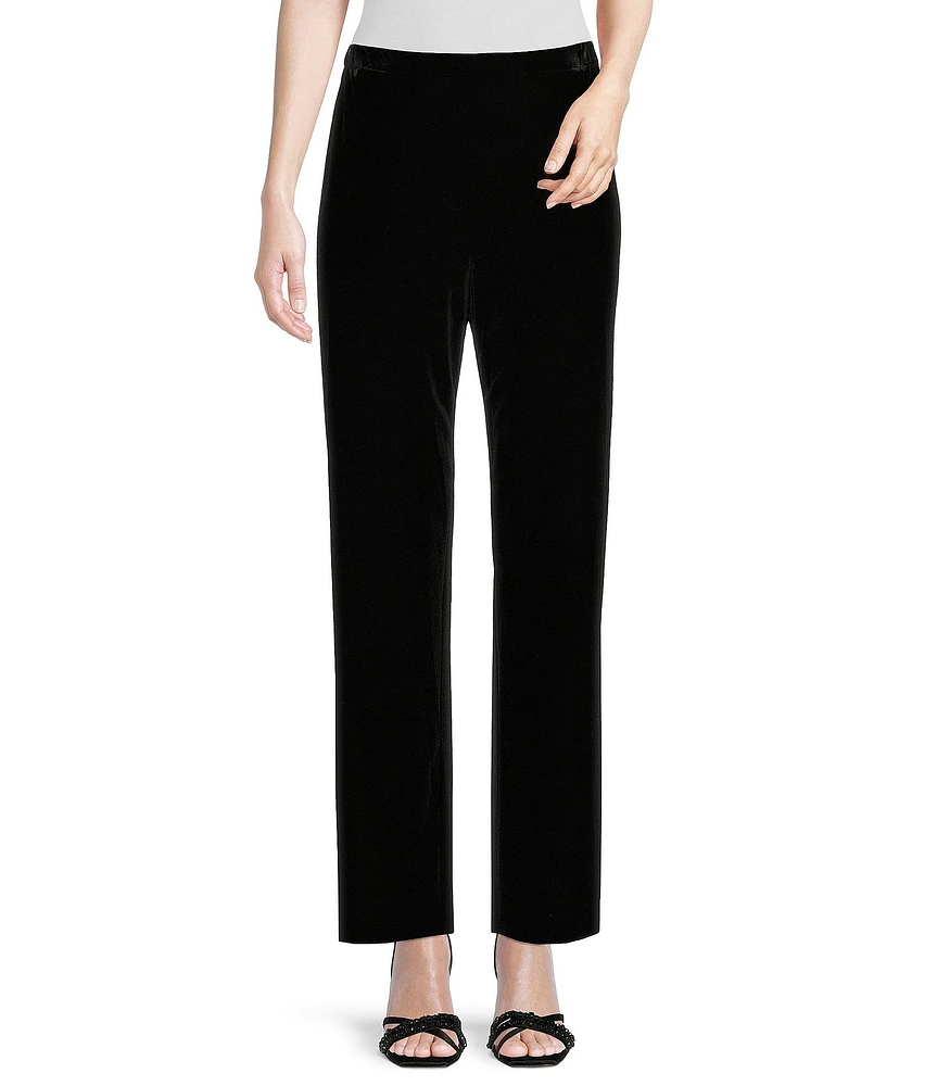 Alex Evenings Petite Size Stretch Velvet Slim Leg Pants