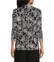 Alex Evenings Petite Size V-Neck Scalloped Lace Lined Embroidered Top
