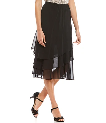 Alex Evenings Petite Size Tea Length Tiered Chiffon Skirt