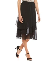 Alex Evenings Petite Size Tea Length Tiered Chiffon Skirt