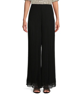 Alex Evenings Pleated Chiffon Wide Leg Flowy Pants