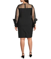 Alex Evenings Plus Size 3/4 Ruffle Sleeve Sheath Dress