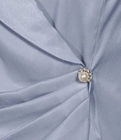 Alex Evenings Plus Size 3/4 Sleeve V-Neck Shawl Collar Shimmer Satin Blouse